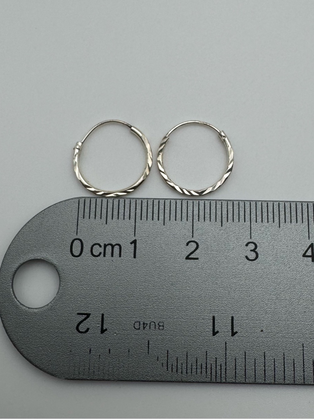 Sterling Silver 925 Hoop Earrings Diamond Cut - Picture 4 of 4